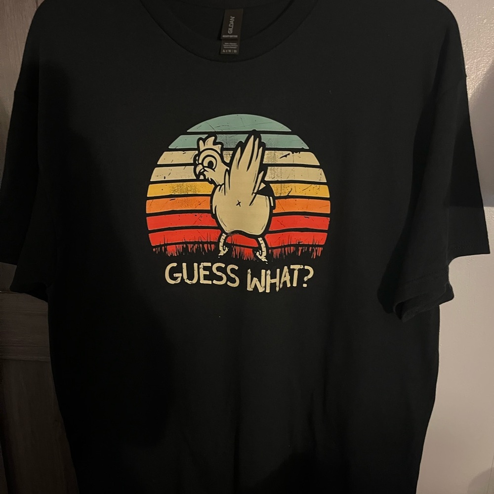 Gildan Black Short Sleeve Tee with Retro Graphic Design